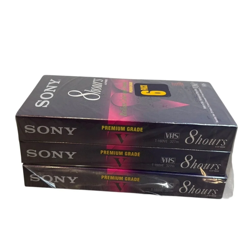 Sony T-160 Premium Grade VHS Blank Tapes 8 Hours 327m Sealed Lot of 3 T-160VE